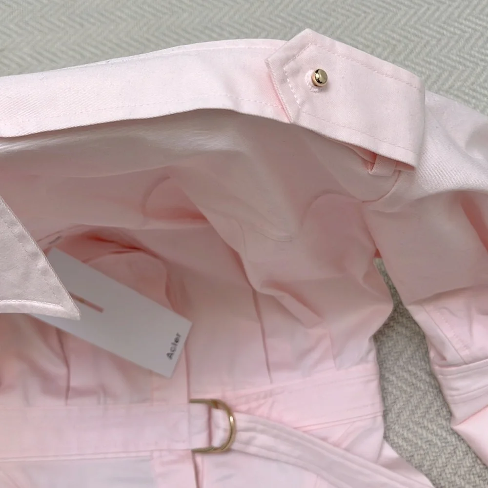 ACLER Vienna Cotton Mini Dress in Pink with Gold Hardware - Picture 12 of 12